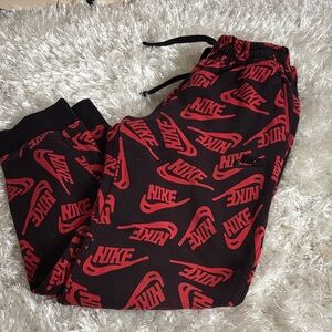 Nike Red and Black Logo Joggers